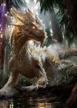 Golden Dragon in Forest