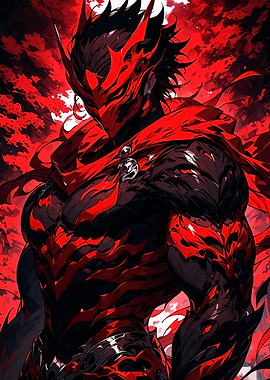 Red and Black Armored Warrior