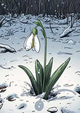 Snowdrop in Winter Comic Style