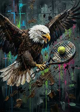 Eagle with Padel Racket Art