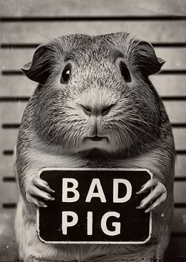 Bad Pig Guinea Pig Mugshot