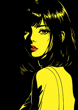 Yellow and Black Anime Girl Portrait
