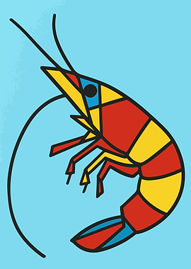 Picasso Style Cubist Abstract Shrimp
