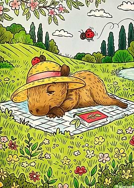 Capybara Picnic Illustration