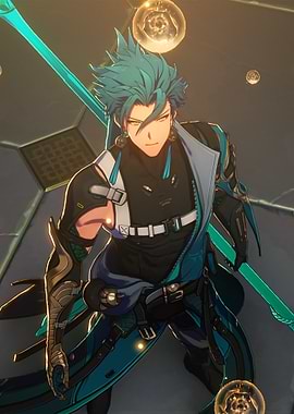 Anime Character with Teal Hair