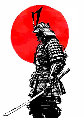 Samurai Warrior with Rising Sun