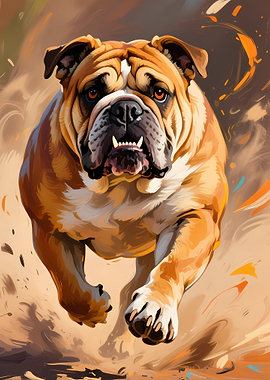 Charging Bulldog Digital Painting