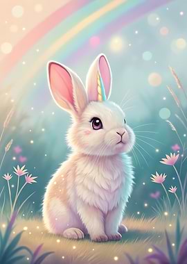 Unicorn Rabbit in Pastel Wonderland