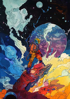 Astronaut in Space Digital Art