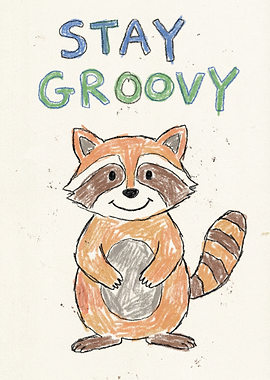Stay Groovy Raccoon Drawing