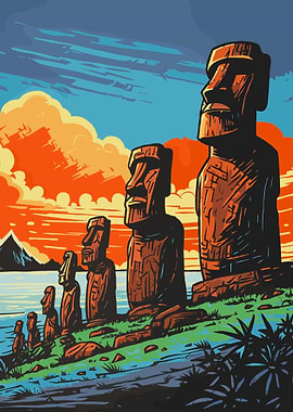 Moai Statues at Easter Island