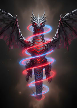 Metallic Dragon with Glowing Energy