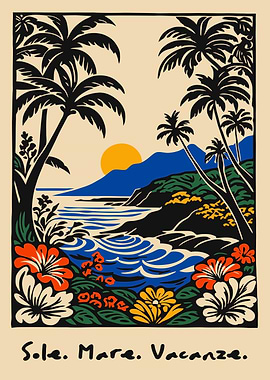 Tropical Beach Vacation Art Print