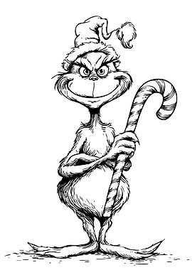 Monster with Candy Cane Illustration