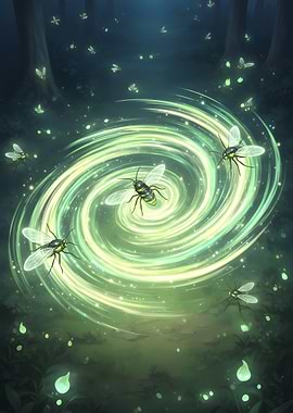 Enchanted Forest Fireflies and Magic Swirl