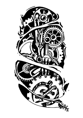 Steampunk Mechanical Gears Black and White