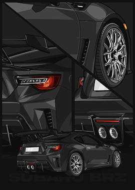 Subaru BRZ Dark Car Illustration