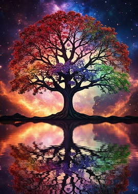 Colorful Tree of Life Reflection