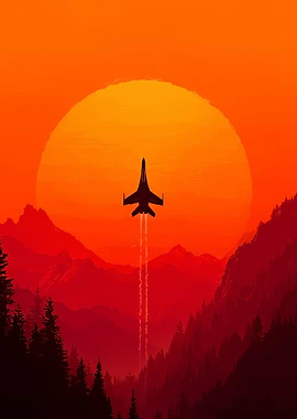 Jet Silhouette Sunset