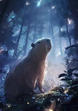 Capybara in Enchanted Forest