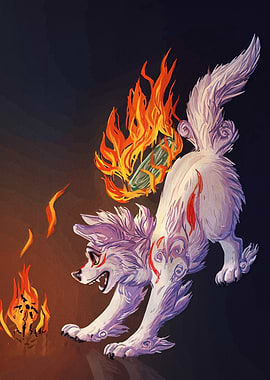 Amaterasu Wolf with Fire