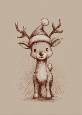 Cute Christmas Reindeer Sketch