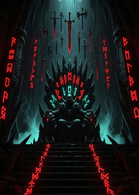 Dark Throne with Swords and Runes