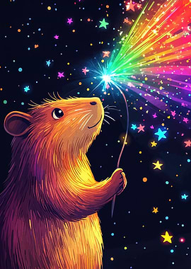 Hamster with Sparkler in Starry Night