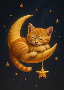Sleeping Cat on the Moon