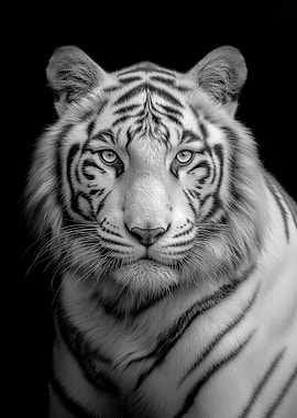 Monochrome Tiger Portrait