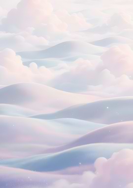 Pastel Dreamscape: Hills and Clouds