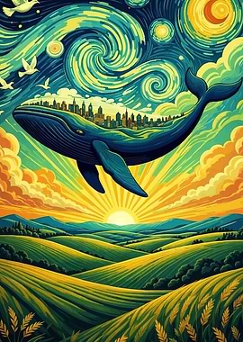 Flying Whale Cityscape