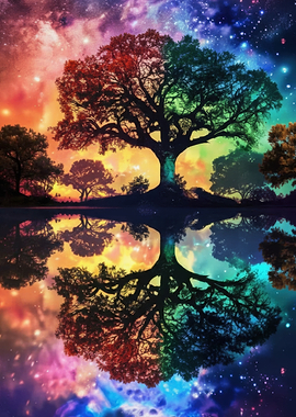 Colorful Tree Reflection in Water