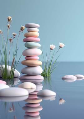 Pastel Stone Stack in Water
