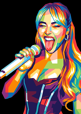 Miley Cyrus Colorful Singer with Pop Art