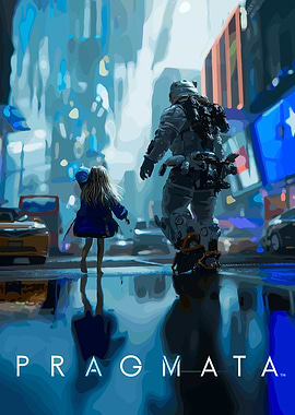 Pragmata: Girl and Astronaut in City