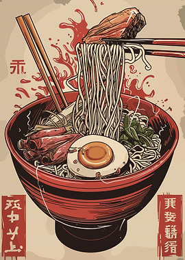 Delicious Ramen Bowl Illustration