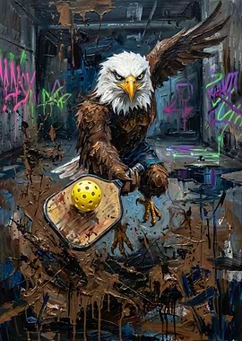Eagle Pickleball Player in Urban Setting
