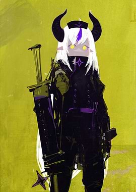 Anime Girl with Horns and Sword