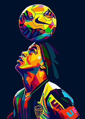 Colorful Soccer Player with Ball