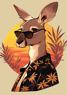 Cool Kangaroo with Sunglasses and Shirt