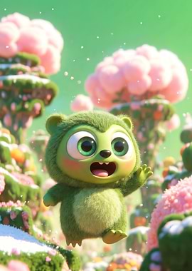 Frankie a Green Cartoon Frankie A Matcha Tea Bear in Candy floss Island