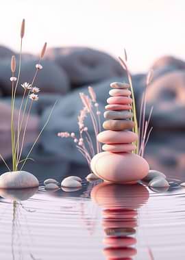 Zen Stone Stack in Water