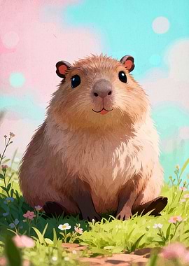 Cute Capybara in a Meadow