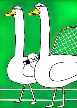 Tennis Swans Cartoon