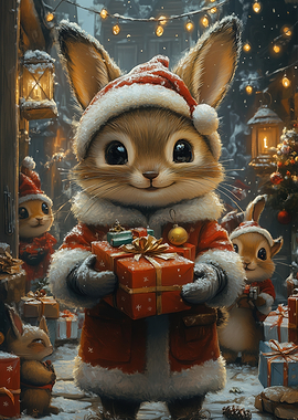 Christmas Bunny with Gifts