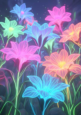 Neon Glowing Flowers