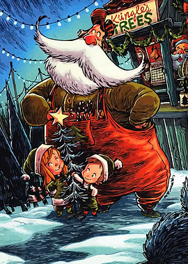 Kringle's Trees Christmas Illustration