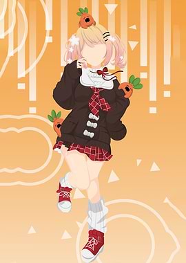 Anime Girl with Carrots Digital Art