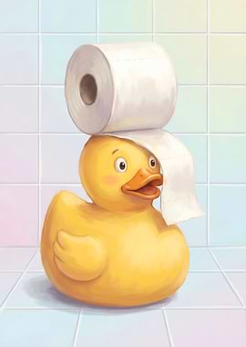Duck with Toilet Paper Hat